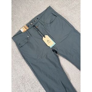 NEW Prana Pants Mens 34X32 Gray Blue Tapered Leg Slim Fit Hiking Brion II $85